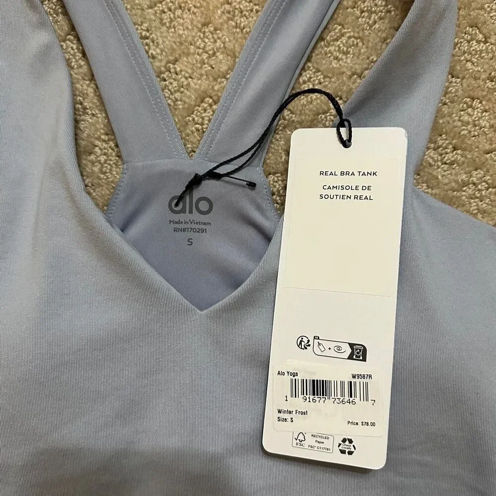 Alo Yoga Real Bra Tank Top in Color Winter Frost